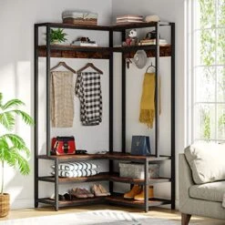 Tribesigns Corner Hall Tree With Shoe Bench, Entryway Coat Rack With Shoe Storage, Freestanding Coat Rack With Shelves, Entryway Corner Furniture, Brown 11 Tribesigns Corner Hall Tree With Shoe Bench, Entryway Coat Rack With Shoe Storage, Freestanding Coat Rack With Shelves, Entryway Corner Furniture, Brown -Amazon Store 51WQd1S0o3L