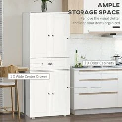 HOMCOM 72" Freestanding Kitchen Pantry Cabinet With 2 Large Double Door Cabinets And 1 Center Drawer, White 14 HOMCOM 72" Freestanding Kitchen Pantry Cabinet With 2 Large Double Door Cabinets And 1 Center Drawer, White -Amazon Store 51WcWQxuV5L