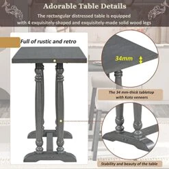 GLORHOME 5 Pieces Set With Counter Height Rustic Table And 4 Upholstered Stools Chairs For Kitchen Dining Room, Gray -Amazon Store 51WgVQzWkiL