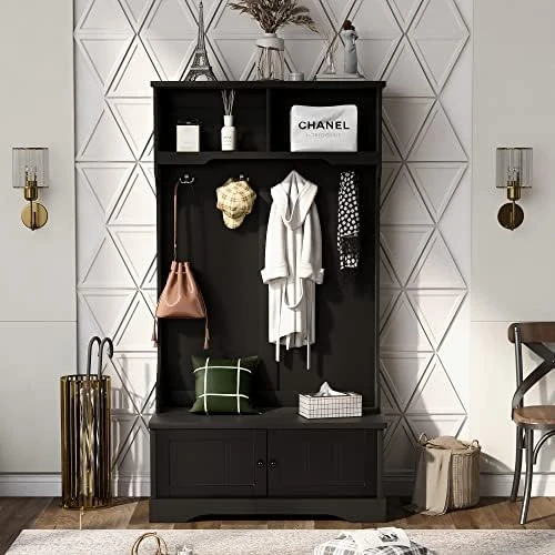 Entryway Bench With Coat Rack And Shoe Storage, Entry Bench With Storage And Coat Hooks,Entryway Storage Bench With Coat Rack, Hall Tree With Shoe Storage, White Halltree Entryway With Storage Bench 9 Entryway Bench With Coat Rack And Shoe Storage, Entry Bench With Storage And Coat Hooks,Entryway Storage Bench With Coat Rack, Hall Tree With Shoe Storage, White Halltree Entryway With Storage Bench - Image 7