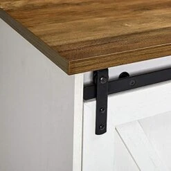 AMERLIFE Fireplace TV Stand Sliding Barn Door Wood Entertainment Center With A 23'' Electric Fireplace Insert, Modern Farmhouse Storage Cabinet Console For TVs Up To 65", Distressed White & Barnwood -Amazon Store 51X2EqSQ9qL