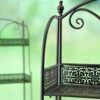 WHW Whole House Worlds Farmers Favorite 3 Tier Rack, Plant Stand, Black Powder Coated Iron, Punched Floral Fold-Out Rimmed Shelves, Finial Top Details, 23 1/2 L X 11 W X 48 H Inches, -Amazon Store 51X3luoIVvL