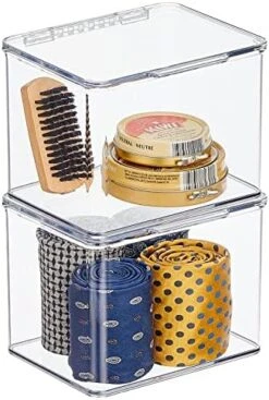 MDesign Stackable Plastic Closet Storage Container Bin Box With Hinge Lid For Organizing Shoes, Booties, Pumps, Sandals, Wedges, Flats, Heels - Lumiere Collection - 2 Pack - Clear 23 MDesign Stackable Plastic Closet Storage Container Bin Box With Hinge Lid For Organizing Shoes, Booties, Pumps, Sandals, Wedges, Flats, Heels - Lumiere Collection - 2 Pack - Clear -Amazon Store 51XFoel9R3L. AC