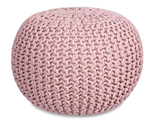 BIRDROCK HOME Round Pouf Foot Stool Ottoman - Knit Bean Bag Floor Chair - Cotton Braided Cord - Great For The Living Room, Bedroom And Kids Room - Small Furniture (Dusty Rose) 3 BIRDROCK HOME Round Pouf Foot Stool Ottoman - Knit Bean Bag Floor Chair - Cotton Braided Cord - Great For The Living Room, Bedroom And Kids Room - Small Furniture (Dusty Rose)