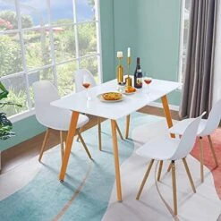 GreenForest Dining Table Modern Rectangular Top With Solid Wood Legs 47.2 X 27.6 X 30 Inch, Kitchen Table For Dining Room, White 8 GreenForest Dining Table Modern Rectangular Top With Solid Wood Legs 47.2 X 27.6 X 30 Inch, Kitchen Table For Dining Room, White -Amazon Store 51XPhpmsNKL