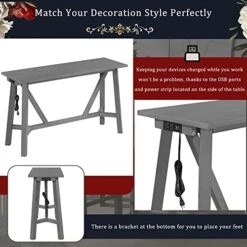 Merax 4-Piece Bar Table Set With USB Port And 3 Fabric Padded Stools W/Footrest, Rustic Bar Dining Set -Amazon Store 51XSWxBxvWL