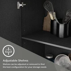 Revada 71" H Freestanding Wood Kitchen Pantry Storage Cabinet With 2 Pull Open Doors & 4 Shelves Color: Black Oak Material: Particle Board, Manufactured Wood Overall Dimensions:71 H X 23.5 W X 16.25 D 15 Revada 71" H Freestanding Wood Kitchen Pantry Storage Cabinet With 2 Pull Open Doors & 4 Shelves Color: Black Oak Material: Particle Board, Manufactured Wood Overall Dimensions:71 H X 23.5 W X 16.25 D -Amazon Store 51XSxTvsJYL