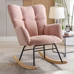 NIOIIKIT Nursery Rocking Chair Teddy Upholstered Glider Rocker Rocking Accent Chair Padded Seat With High Backrest Armchair Comfy Side Chair For Living Room Bedroom Offices (Pink Teddy) 30 NIOIIKIT Nursery Rocking Chair Teddy Upholstered Glider Rocker Rocking Accent Chair Padded Seat With High Backrest Armchair Comfy Side Chair For Living Room Bedroom Offices (Pink Teddy) -Amazon Store 51XUMD1pDkL. AC