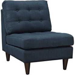 Modway Empress Mid-Century Modern Upholstered Fabric Side Armless Lounge Accent Chair Azure