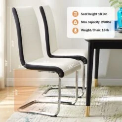 Modern Dining Table Set For 4 Person,5 Pieces Kitchen Dining Room Sets With Glass Round Table Top,Chrome Legs + 4 White With Black Side,Faux Leather High Back Dining Room Chairs Set For Home Office 13 Modern Dining Table Set For 4 Person,5 Pieces Kitchen Dining Room Sets With Glass Round Table Top,Chrome Legs + 4 White With Black Side,Faux Leather High Back Dining Room Chairs Set For Home Office -Amazon Store 51XYM3kmhxL