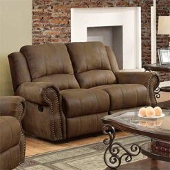 Coaster Furniture Sir Rawlinson Gliding Reclining Loveseat With Nailhead Studs Buckskin Brown 650152