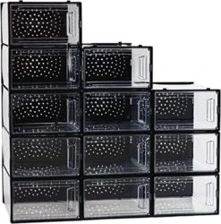 MMBABY 12 Pack X-Large Shoe Storage Box Shoe Box Clear Plastic Stackable Shoe Organizer Space Saving Foldable Shoe Container Fit Up To US Size 12 -Amazon Store 51XmSTvcm4L. AC