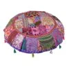KLAVATE Indian Handmade Vintage Patchwork Cotton Boho Chic Bohemian Hand Embroidered Decorative Ethnic Foot Stool Round Floor Pillows & Cushion Cover Seating Pouf Ottoman (Purple, 18 Inch) 2 KLAVATE Indian Handmade Vintage Patchwork Cotton Boho Chic Bohemian Hand Embroidered Decorative Ethnic Foot Stool Round Floor Pillows & Cushion Cover Seating Pouf Ottoman (Purple, 18 Inch) -Amazon Store 51XpZSW85mL