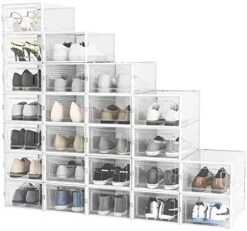Clear Shoe Boxes Stackable,18 Pack Shoe Case Fit Up To US Size 10,Small/White 16 Clear Shoe Boxes Stackable,18 Pack Shoe Case Fit Up To US Size 10,Small/White -Amazon Store 51Xv1BA17AL. AC