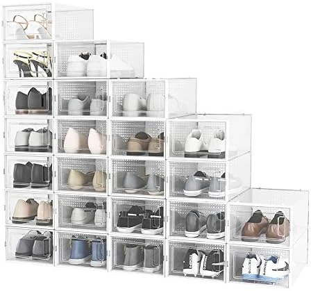 Clear Shoe Boxes Stackable,18 Pack Shoe Case Fit Up To US Size 10,Small/White 8 Clear Shoe Boxes Stackable,18 Pack Shoe Case Fit Up To US Size 10,Small/White - Image 6