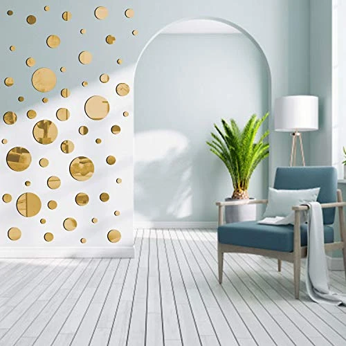E EVENLIM 60 Pieces Gold Acrylic Round Circle Plastic Mirror DIY Wall Stickers Tiles Self Adhesive Decor For Living Dining Room Bedroom Bathroom Office Hallway House Mirrors Wall Decals Decorations… 4 E EVENLIM 60 Pieces Gold Acrylic Round Circle Plastic Mirror DIY Wall Stickers Tiles Self Adhesive Decor For Living Dining Room Bedroom Bathroom Office Hallway House Mirrors Wall Decals Decorations… - Image 2
