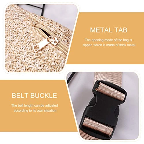 1pc Summer Waist Bag Imitation Straw Woven Bag Chest Pouch Cross- Body Bag ( Color : Beige ) 5 1pc Summer Waist Bag Imitation Straw Woven Bag Chest Pouch Cross- Body Bag ( Color : Beige ) - Image 3