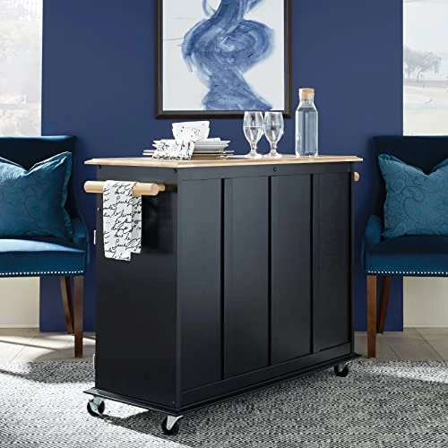 Homestyles Kitchen Cart With Storage Dolly Madison, 48.25 Inches Wide, Black 5 Homestyles Kitchen Cart With Storage Dolly Madison, 48.25 Inches Wide, Black - Image 3