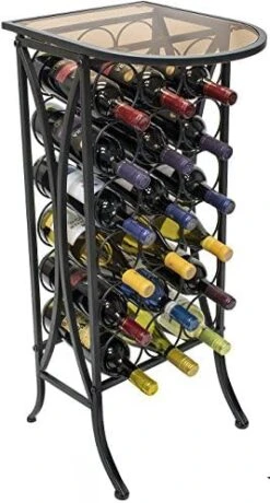 Sorbus Wine Rack Stand Bordeaux Chateau Style With Glass Table - Holds Bottles Of Wine - Elegant French Style Wine Rack To Compliment Any Space - Minimal Assembly (Wine Stand - 30 Bottles) -Amazon Store 51Y9EmBKe2L. AC