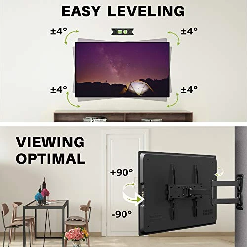 USX MOUNT Full Motion TV Wall Mount For Most 26-55in TV, Pre-Assembled Wall TV Bracket With Swivel Tilt Extension Height Setting, TV Centering & Corner Design, Up To VESA 400x400mm, Load 80 Lbs 6 USX MOUNT Full Motion TV Wall Mount For Most 26-55in TV, Pre-Assembled Wall TV Bracket With Swivel Tilt Extension Height Setting, TV Centering & Corner Design, Up To VESA 400x400mm, Load 80 Lbs - Image 4