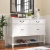 ECACAD Modern Sideboard Buffet Storage Cabinet With Drawers, Shelves & Carved Legs, Entryway Console Cabinet For Kitchen, Living Room, White (47.2”L X 15.7”W X 31.9”H) -Amazon Store 51YBpwV6QfL