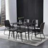 Hanway Modern Dining Table Set For 6 | 4 Chairs + 2 Benches | Upholstered Seats | Rectangular Kitchen & Living Room Furniture | Metal Legs | Faux-Leather | Stylish Home Décor Piece (Black Chair) -Amazon Store 51YC8RRQOhL
