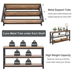 FATORRI Industrial Console Table For Entryway, Wood Sofa Table, Rustic Hallway Tables With 3-Tier Shelves For Living Room (55 Inch, Rustic Oak) -Amazon Store 51YMN0FhRpL