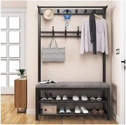 YAWEDA Hall Trees With Bench And 10 Hooks Entryway Coat Racks Shoe Bench Industrial Entryway Home Furniture Storage Shelf Organizer Accent Furniture With Metal Frame 23 YAWEDA Hall Trees With Bench And 10 Hooks Entryway Coat Racks Shoe Bench Industrial Entryway Home Furniture Storage Shelf Organizer Accent Furniture With Metal Frame -Amazon Store 51YScNMSbrL. AC