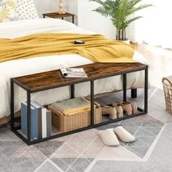 HOOBRO Dining Benches, Pair Of 2 Benches, 47.2 Inch Table Bench, Industrial Style Indoor Bench, Steel Frame, Easy To Assemble, For Kitchen, Dining Room, Rustic Brown And Black BF12CDP201 -Amazon Store 51YU5zexVqL 1