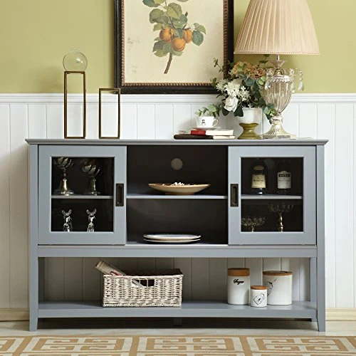 Mixcept 55" Modern And Contemporary Sideboard Buffet Cabinet Wood Console Table Storage Cabinet With Sliding Doors Kitchen Dining Room Furniture, Gray 4 Mixcept 55" Modern And Contemporary Sideboard Buffet Cabinet Wood Console Table Storage Cabinet With Sliding Doors Kitchen Dining Room Furniture, Gray - Image 2