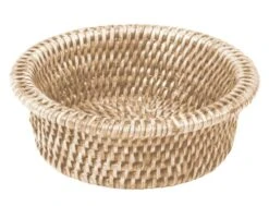 Caspari Rattan Wine Bottle Coaster In White Natural