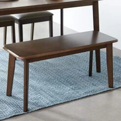 Livinia Canberra 37.4" Wooden Dining Bench/Mid Century Modern Solid Malaysian Oak Kitchen Bench (Walnut) -Amazon Store 51YvcopHxeL