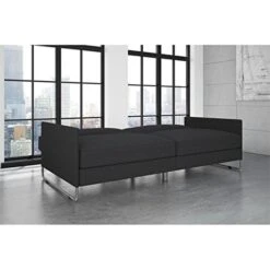 DHP Pembroke Convertible Futon Sofa Bed, Grey Linen -Amazon Store 51YwfBuInHL