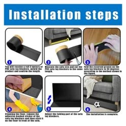 LUCBEI Cuttable PVC Under Couch Blocker, Self-Adhesive Gap Bumper Under Sofa,Toy Blockers For Pets,Stop Things From Going Under Sofa Bed And Other Furniture (Color : A-Black, Size : 3PCS) -Amazon Store 51YwpXBzpEL