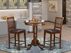 East West Furniture EDVN5-WHI-C 5 Piece Counter Height Dining Table Set Includes A Round Kitchen Table With Pedestal And 4 Linen Fabric Upholstered Dining Chairs, 30x30 Inch, Buttermilk & Cherry 22 East West Furniture EDVN5-WHI-C 5 Piece Counter Height Dining Table Set Includes A Round Kitchen Table With Pedestal And 4 Linen Fabric Upholstered Dining Chairs, 30x30 Inch, Buttermilk & Cherry -Amazon Store 51Z9rTmboQL. AC