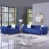Kevinplus Modern Sofa Couch 2 Set For Living Room, Velvet Chesterfield 2-Pcs Upholstered Sofa Couch For Apartment Bedroom Office, Strong Gold Metal Legs, Blue -Amazon Store 51ZM0kVxNoL