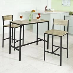 Haotian OGT03-HG, Bar Set-1 Bar Table And 2 Stools, 3 Pieces Home Kitchen Breakfast Bar Set Furniture Dining Set, 33.7 ”Height Table -Amazon Store 51ZQNdQ2egL. AC