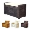 Bruno Handmade 32 Inch Rattan Wicker Chest Storage Trunk Organizer Ottoman W/Cushion Dark Brown -Amazon Store 51ZSERBCMvL