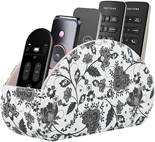 Leather Remote Control Holder With 5 Compartments TV Remote Caddy Storage Box/Tray,Desktop Organizer Store Controller,Glasses,Brush,Media Player,Pen,Space Saver For Bedside Table/Office Desk(Black) 7 Leather Remote Control Holder With 5 Compartments TV Remote Caddy Storage Box/Tray,Desktop Organizer Store Controller,Glasses,Brush,Media Player,Pen,Space Saver For Bedside Table/Office Desk(Black) - Image 5