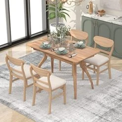 Polibi 5 Pieces Dining Set, Solid Wood Dining Table Set With Unique Legs, Storage Shelf And 4 Upholstered Chairs For Dining Room Kitchen, Espresso -Amazon Store 51ZVRJvQFVL. AC