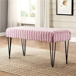 Home Soft Things Super Mink Faux Fur Pink Ottoman Bench, 19" X 13" X 17", Rose Smoke, Living Room Foot Rest Stool Entryway Makeup Bench End Of Bed Bedroom Home Decor Chair For Sitting -Amazon Store 51ZsMGFGVfL. AC