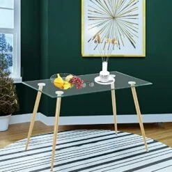 Modern Glass Dining Table, Kitchen Table For 2 And 4, Multifunctional Desk For Dining Room, Kitchen, Home Office, Living Room, Apartment (Black Rectangle Glass Table, 47.2 X 27.5 X 29.5 In) -Amazon Store 51ZuQSUP8 L. AC 1