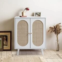 QHITTY Rattan Sideboard Buffet Cabinet, Accent Kitchen Storage Cabinet Console Table With Adjustable Shelves For Living Room, Dining Room, Bedroom (Natural) -Amazon Store 51Zvrryi3lL. AC