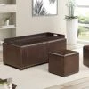 AC Pacific Leather 2 Side Ottomans Storage Bench With, Brown -Amazon Store 51Zx6ozldLL