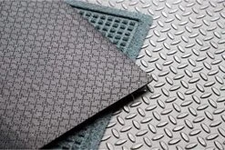 Bungalow Flooring Waterhog Door Mat, 2' X 3' Made In USA, Durable And Decorative Floor Covering, Skid Resistant, Indoor/Outdoor, Water-Trapping, Squares Collection, Bluestone -Amazon Store 51a02VNK5kL