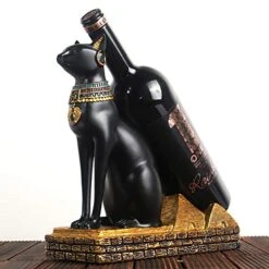 NBHUZEHUA Wine Bottle Holder Rack Egyptian Cat Statues Unique Women Men Cat Lover Birthday Christmas