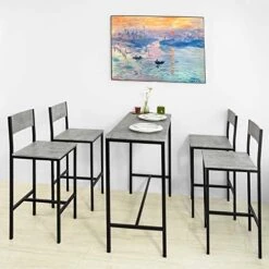 Haotian OGT03-HG, Bar Set-1 Bar Table And 2 Stools, 3 Pieces Home Kitchen Breakfast Bar Set Furniture Dining Set, 33.7 ”Height Table -Amazon Store 51a1RBxJhrL. AC