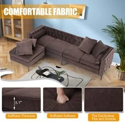 HOMREST Dutch Velvet 4-Seat Sectional Sleeper Sofa Set With Storage Ottoman, L-Shaped Couch Bed For Living Room Coffee -Amazon Store 51a1VxXtleL