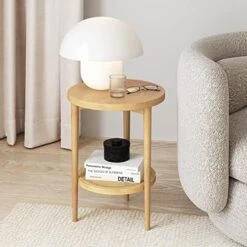 Nathan James Oraa Round Modern Side Accent Or End Table For Living Bedroom And Nursery Room, 1, Light Brown -Amazon Store 51a1eCZh9PL. AC