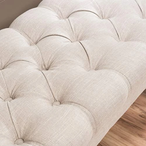 Christopher Knight Home Scarlett Tufted Fabric Ottoman / Bench, Light Beige 4 Christopher Knight Home Scarlett Tufted Fabric Ottoman / Bench, Light Beige - Image 2